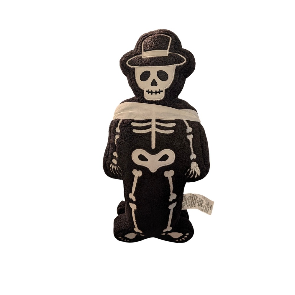 Happy Halloween 2 Piece Skeleton Couple Decorative Plush Pillows Black White NEW